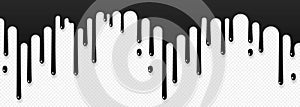 Paint dripping icon. Current drops. Black paint flows. Molten texture isolated on transparent background. Vector illustration EPS