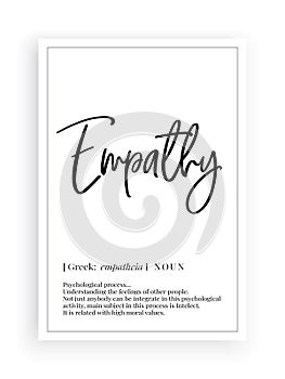 Empathy definition, Minimalist Wording Design, Wall Decor, Wall Decals Vector, Freedom noun description, Wordings Design photo