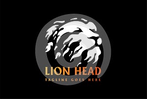 Paint Fire Tribal Lion Head Face Logo Design Vector