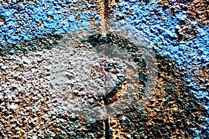 Paint, graffiti, gray blue dark black colors on old antique Venetian walls
