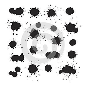 Paint grey splat set. Ink drops vector illustration.
