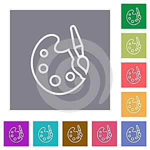 Paint kit outline square flat icons