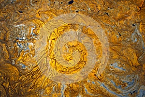 Marbling paint- turquise abstract wave watercolour. Gold marble ink