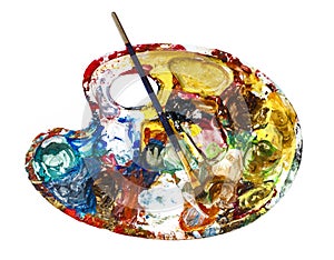 Paint palette with paint brush