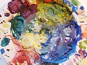 Paint palette used -  hardened paints