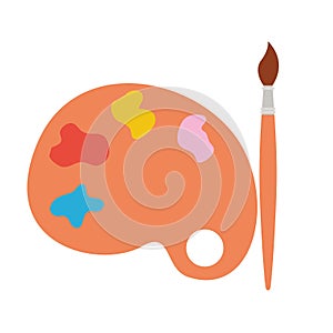 Paint pallete and brush isolated icon