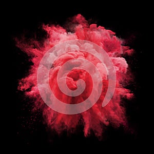 Paint powder red color explosion particle dust cloud splash abstract texture background