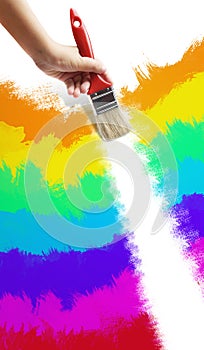 Paint raimbow with brush