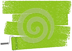 Paint roller abstract green background isolated on a white background.