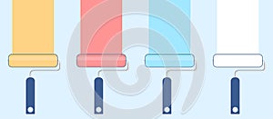 Paint roller brush icon, paint brush icon, paint roller icon solid style, Set of roller brushes