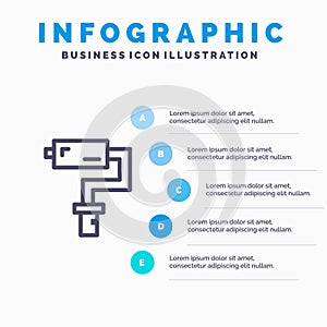 Paint Roller, Brush, Painter, Tool Line icon with 5 steps presentation infographics Background