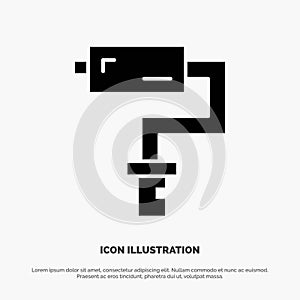 Paint Roller, Brush, Painter, Tool solid Glyph Icon vector
