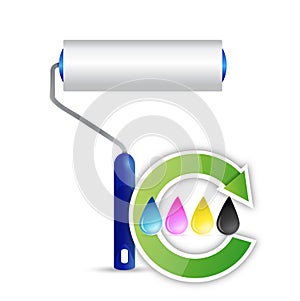 Paint roller and cmyk color cycle illustration