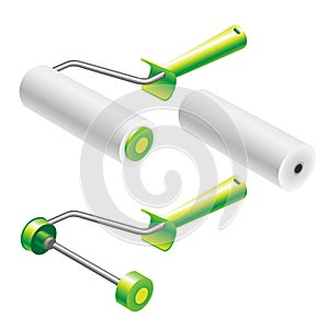 Paint roller frame and roller sleeve complect. Paint roller for interior painting works or woodwork