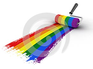 Paint roller with Gay pride flag