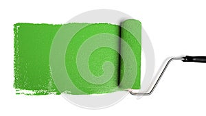 Paint Roller With Green Paint photo