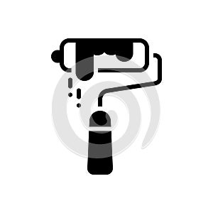 Black solid icon for Paint Roller, painter and renovation