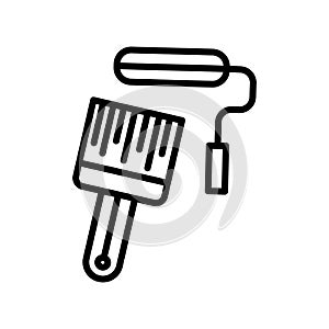 Paint roller icon vector isolated on white background, Paint roller sign , line and outline elements in linear style