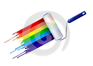 Paint roller and ink rainbow illustration design