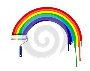 Paint roller and ink rainbow illustration design