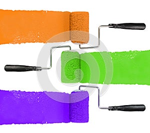 Paint Roller With Orange Green and Purple