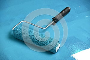 Paint Roller on Painter Surface