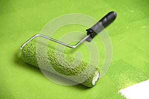 Paint Roller on Painter Surface