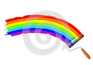 Paint roller painting a rainbow