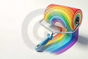 Paint roller with a rainbow. Space for text.