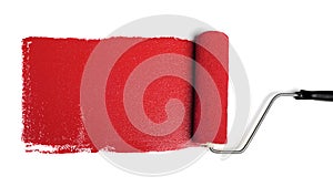 Paint Roller With Red Paint
