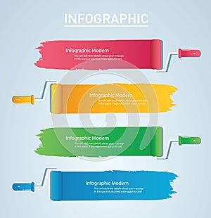 paint roller with space for text info graphic Vector template with 4 options. Can be used for web diagram, graph, presentation, c photo