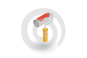Paint Roller tool isometric flat icon. 3d vector