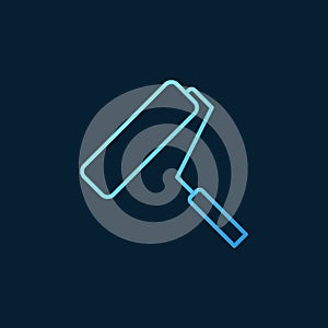 Paint Roller vector blue linear icon on dark background