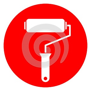Paint roller vector icon, painter work tool