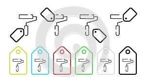 Paint roller vector icon in tag set illustration for ui and ux, website or mobile application