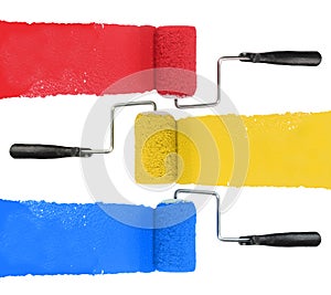 Paint Roller With Yellow Red and Blue