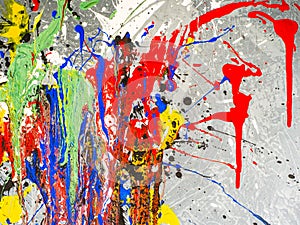 Paint smudges. Color chaos. Mixed different colors. Expressionism