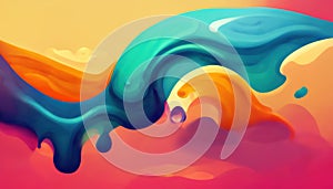 Paint splash color wave bright ink mix drip flow AI generated