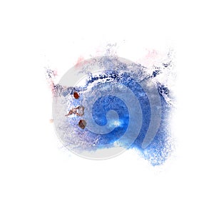 Paint splash ink blue blot and white abstract art brushes isol
