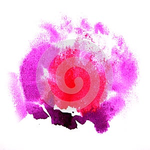 Paint splash ink lilac, pink blot and white abstract art brus