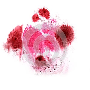 Paint splash ink pink, cherry blot and white abstract art brus