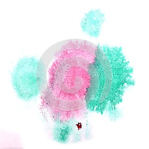 Paint splash ink stain watercolour pink, blue blob spot brush wa