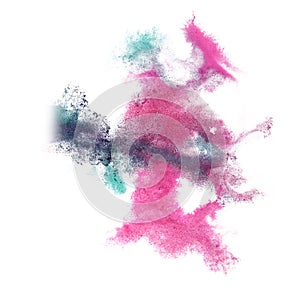 Paint splash lilac, pink ink blot and white abstract art brushe