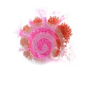 Paint splash pink, brown ink blot and white abstract art brushe