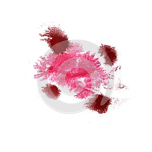 Paint splash pink, burgundy ink blot and white abstract art bru