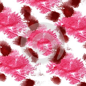 Paint splash pink, burgundy ink blot and white abstract art bru