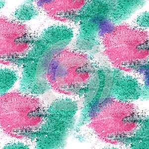 Paint splash pink, green, lilac ink blot and white abstract art