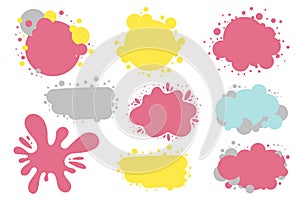 Paint splashes. Colorful speech bubbles