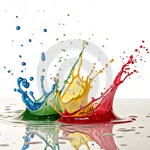 Paint splashes isolated on white background photo