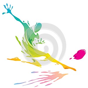 Paint splashing - Soccer player kicking the ball